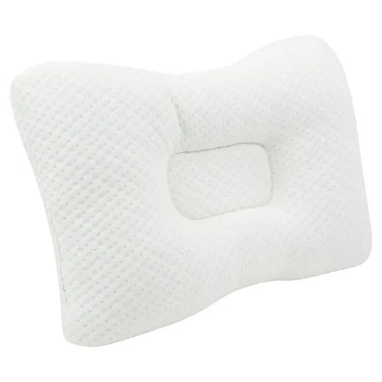Contoured foam cervical neck pillow for neck pain and alignment
